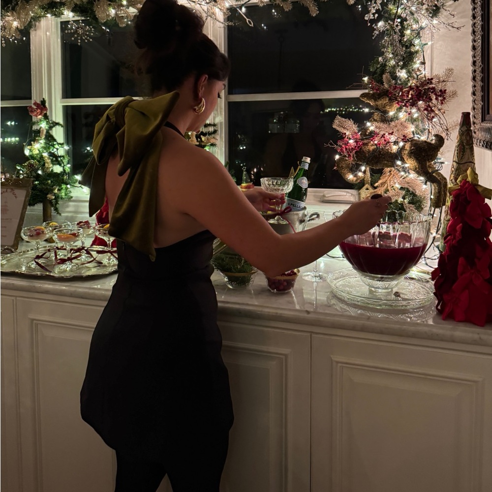 Velvet Bow Mini Dress